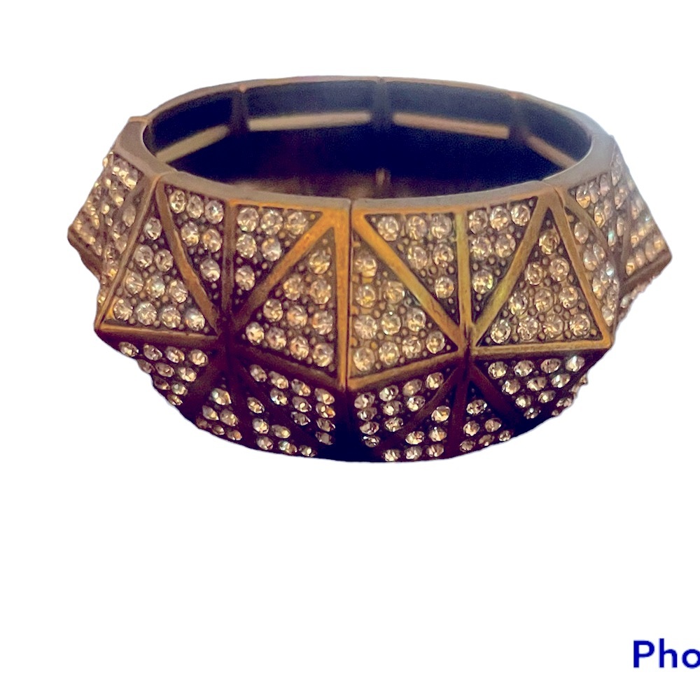 Vintage Gold And Faux Diamond Pyramid Stretch Bracelet